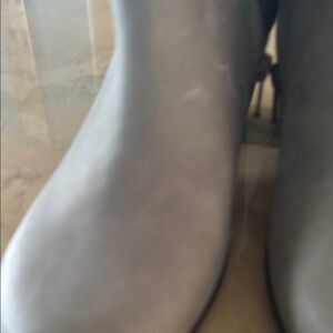 Gray Ankle Boots with Suede Finish and Rounded